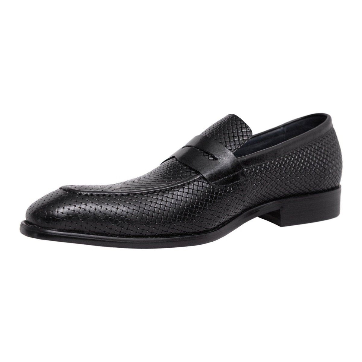 Carrucci SHOES Mens Carrucci Textured Black Slip-on Leather Dress Shoes