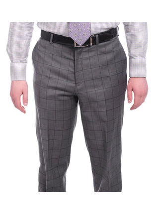 Giorgio Cosani Classic Fit Gray Windowpane Two Button Stretch Wool Suit - The Suit Depot