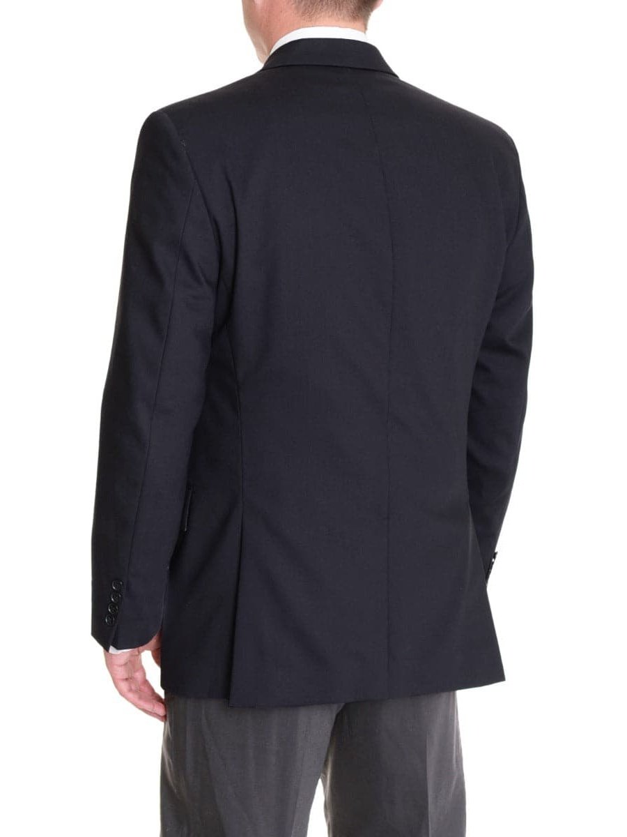 Calvin Klein Mens Slim Fit Solid Navy Blue Two Button Wool Blazer Sportcoat - The Suit Depot
