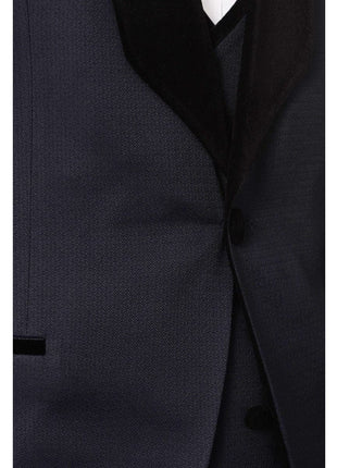 Cemden Sale Suits Cemden Men's Navy Blue 3 Piece 1-button Slim Fit Tuxedo Suit