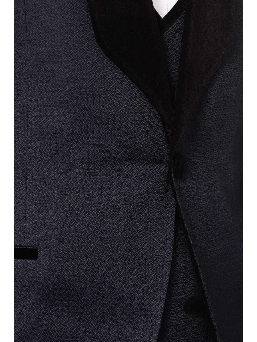 Cemden Sale Suits Cemden Men&#39;s Navy Blue 3 Piece 1-button Slim Fit Tuxedo Suit