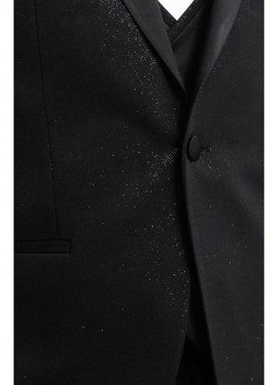 Cemden Sale Suits Cemden Slim Fit Black Sparkled One Button Three Piece Tuxedo Suit