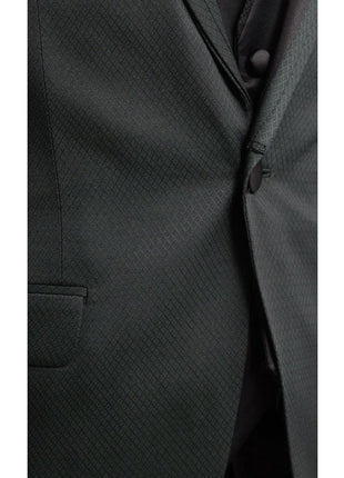 Cemden Sale Suits Cemden Slim Fit Green Textured One Button Three Piece Tuxedo Suit