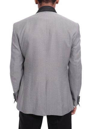 Cemden Sale Suits Cemden Slim Fit Silver Link Front Satin Tuxedo Suit Mandarin Collar Shawl Lapels