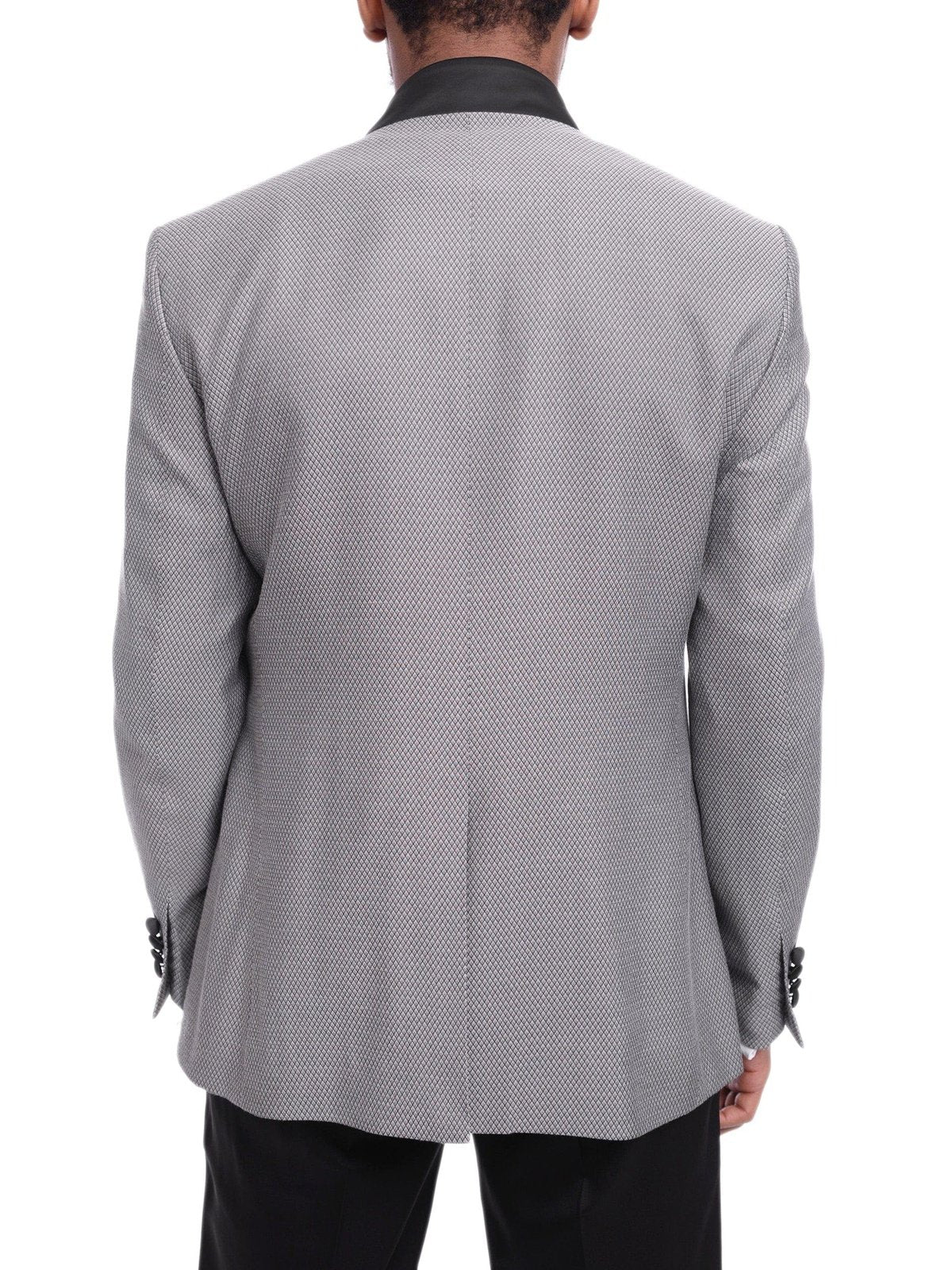Cemden Sale Suits Cemden Slim Fit Silver Link Front Satin Tuxedo Suit Mandarin Collar Shawl Lapels