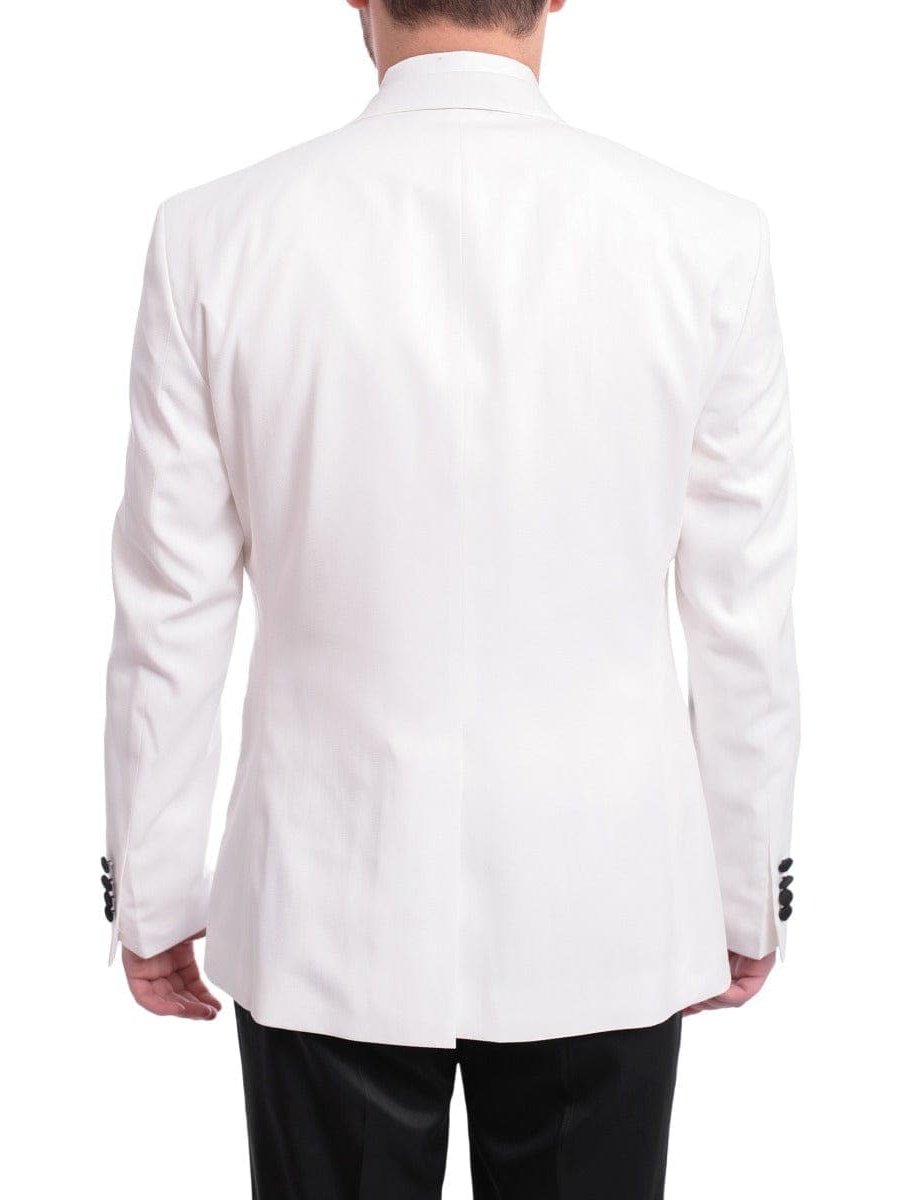 Cemden Sale Suits Cemden Slim Fit Textured White One Button Three Piece Tuxedo Suit