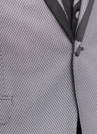 Cemden THREE PIECE SUITS Cemden Extra Slim Fit Gray With Black Diamond Check Three Piece Tuxedo