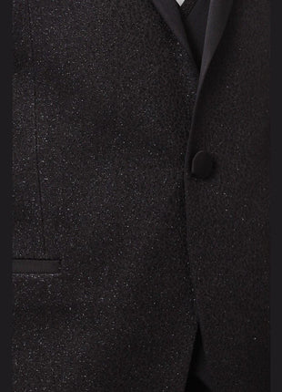 Cemden THREE PIECE SUITS Cemden Mens Solid Black Slim Fit One Button Three Piece Tuxedo Suit