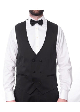 Cemden THREE PIECE SUITS Cemden Mens Solid Black Slim Fit One Button Three Piece Tuxedo Suit