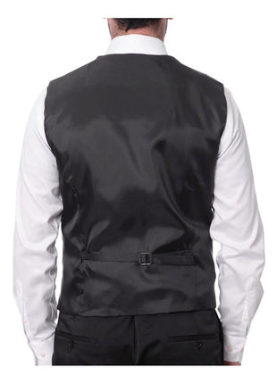 Cemden THREE PIECE SUITS Cemden Mens Solid Black Slim Fit One Button Three Piece Tuxedo Suit