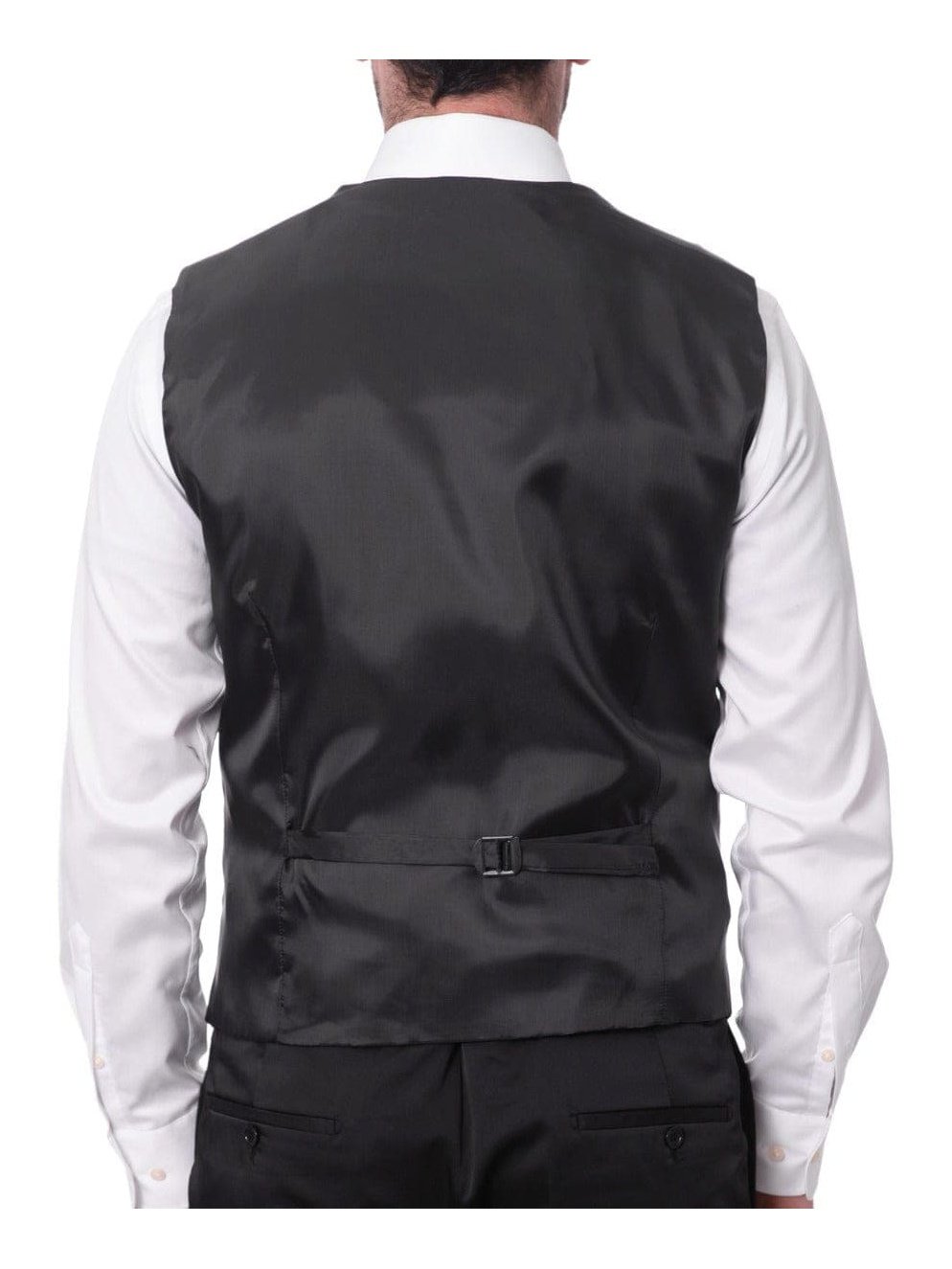 Cemden THREE PIECE SUITS Cemden Mens Solid Black Slim Fit One Button Three Piece Tuxedo Suit