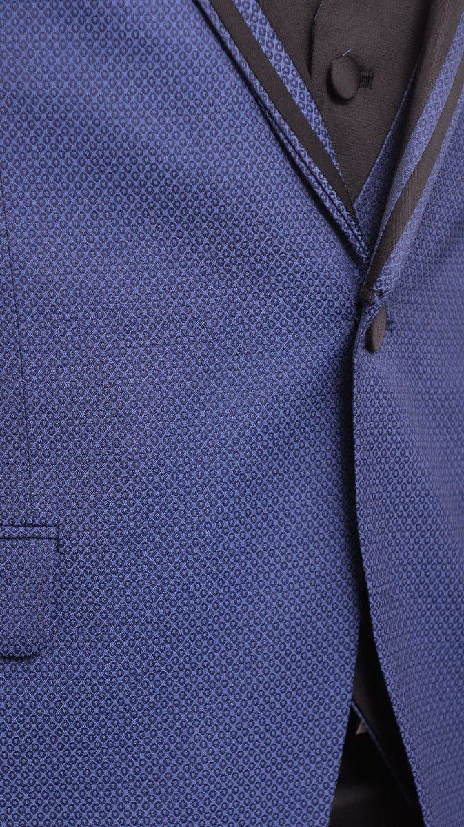 Cemden TUXEDOS Cemden Extra Slim Fit Blue Diamond Motif One Button Tuxedo With Matching Vest