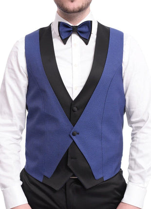 Cemden TUXEDOS Cemden Extra Slim Fit Blue Diamond Motif One Button Tuxedo With Matching Vest