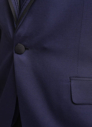 Cemden TUXEDOS Cemden Extra Slim Fit Navy Blue Textured One Button Tuxedo With Matching Vest