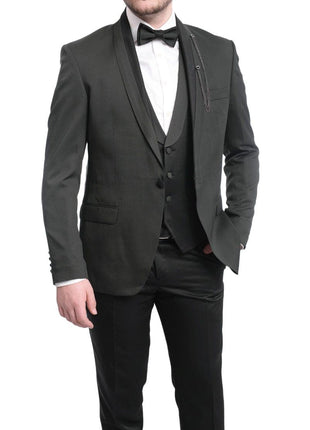 Cemden TUXEDOS Cemden Extra Slim Fit Textured Hunter Green One Button Tuxedo With Matching Vest