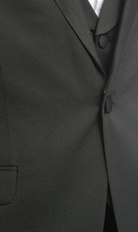 Thumbnail for Cemden TUXEDOS Cemden Extra Slim Fit Textured Hunter Green One Button Tuxedo With Matching Vest