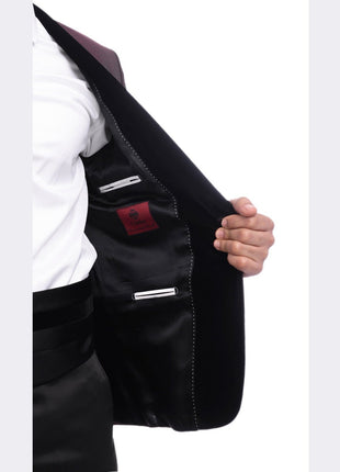 Cemden TUXEDOS Cemden Slim Fit Geometric Diamond Sheen Satin Tuxedo Suit With Shawl Lapels