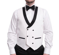 Thumbnail for Cemden TWO PIECE SUITS Cemden Extra Slim Fit White Textured One Button Tuxedo With Matching Vest