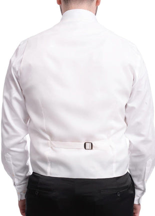 Cemden TWO PIECE SUITS Cemden Extra Slim Fit White Textured One Button Tuxedo With Matching Vest