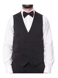 Thumbnail for Cemden TWO PIECE SUITS Cemden Mens Slim Fit Red & Black Shimmer 1-button 3 Piece Tuxedo Suit