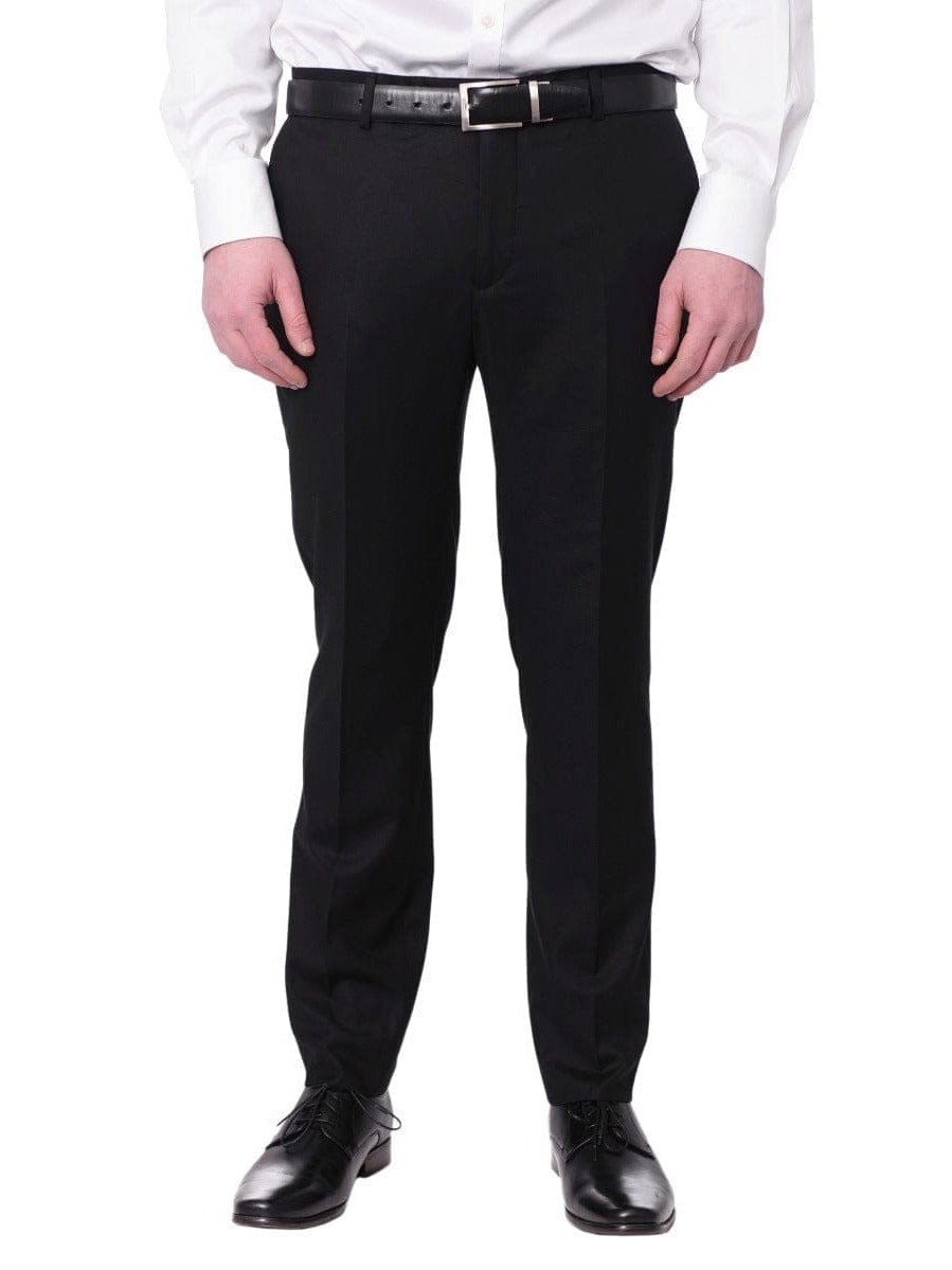 Cemden TWO PIECE SUITS Cemden Mens Slim Fit Solid Black 1 Button 3 Piece Tuxedo Suit With Shawl Lapels