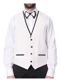 Thumbnail for Cemden TWO PIECE SUITS Cemden Mens Slim Fit Solid White 1-button 3 Piece Tuxedo Suit With Peak Lapels