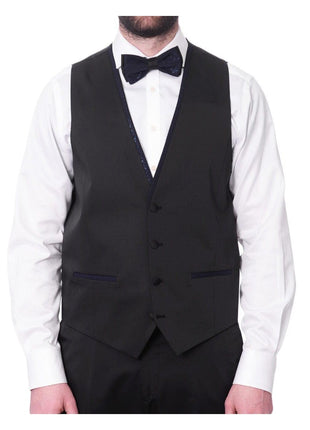 Cemden TWO PIECE SUITS Cemden Mens Solid Blue Shimmer 3 Piece One Button Tuxedo Suit