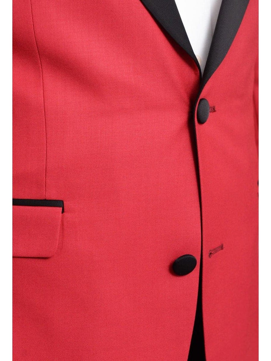 Cengizhan Baybars Sale Suits Cengizhan Baybars Slim Fit Solid Red Two Button Tuxedo Suit