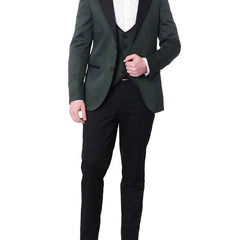 Cengizhan Baybars TWO PIECE SUITS Cengizhan Baybars Mens Slim Fit Emerald Green 3-piece Tuxedo Suit Peak Lapels