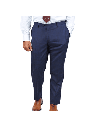 Centrion SUITS Centrion Mens Blue Plaid Regular Fit 100% Wool 2 Button Suit
