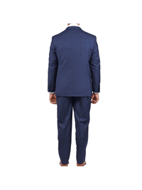 Thumbnail for Centrion SUITS Centrion Mens Blue Plaid Regular Fit 100% Wool 2 Button Suit