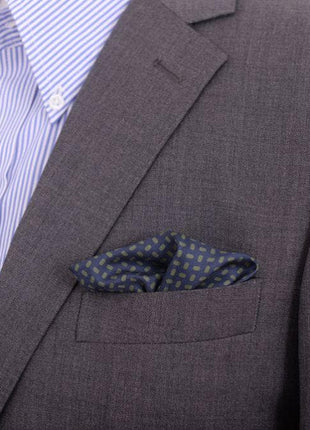 Cesare Attolini Pocket Squares Cesare Attolini Blue Green & Orange Motif Silk Pocket Square Handmade In Italy