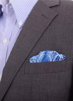 Cesare Attolini Pocket Squares Cesare Attolini Blue Paisley Silk Pocket Square Handmade In Italy