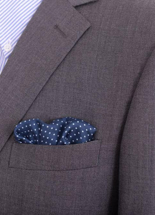 Cesare Attolini Pocket Squares Cesare Attolini Blue Polka Dot Motif Silk Pocket Square Handmade In Italy