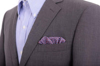 Thumbnail for Cesare Attolini Pocket Squares Cesare Attolini Blue & Red Geometric Print Silk Pocket Square Handmade In Italy