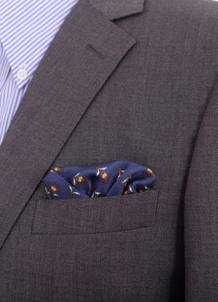 Cesare Attolini Pocket Squares Cesare Attolini Blue & Teal Motif Silk Pocket Square Handmade In Italy