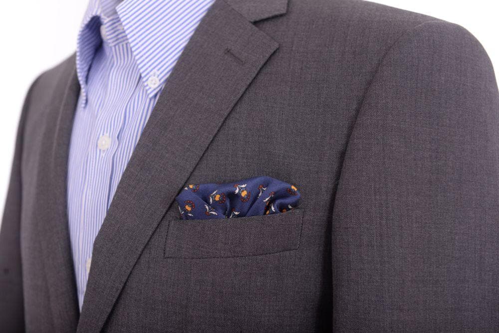 Cesare Attolini Pocket Squares Cesare Attolini Blue & Teal Motif Silk Pocket Square Handmade In Italy