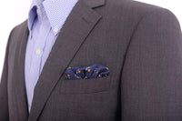 Thumbnail for Cesare Attolini Pocket Squares Cesare Attolini Blue & Teal Motif Silk Pocket Square Handmade In Italy