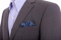 Thumbnail for Cesare Attolini Pocket Squares Cesare Attolini Blue With Navy Polka Dot Silk Pocket Square Handmade In Italy