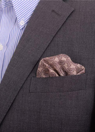 Cesare Attolini Pocket Squares Cesare Attolini Brown Paisley Motif Pocket Square Handmade In Italy
