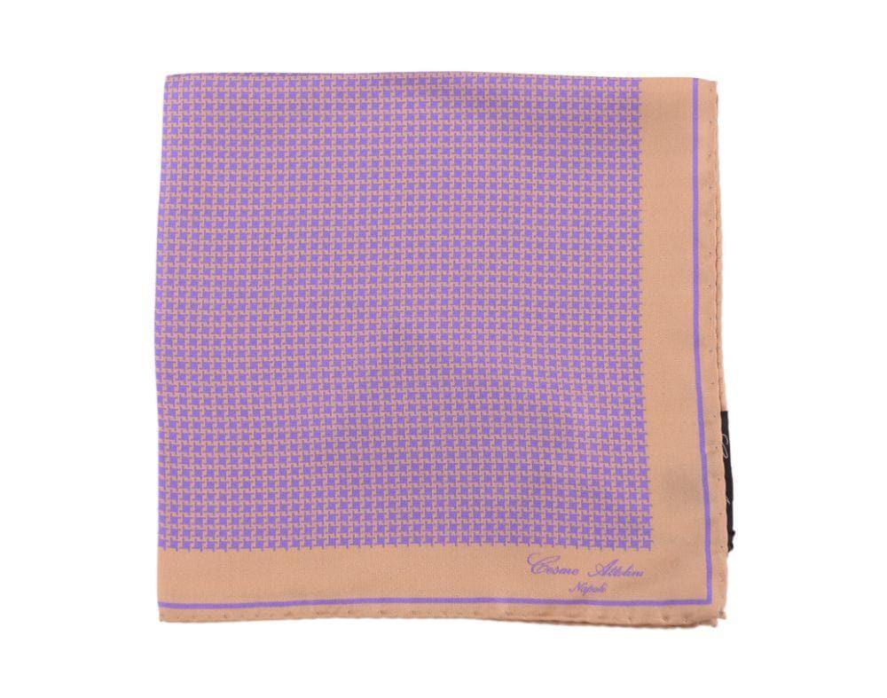 Cesare Attolini Pocket Squares Cesare Attolini Brown & Purple Houndstooth Pocket Square Handmade In Italy