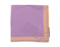 Thumbnail for Cesare Attolini Pocket Squares Cesare Attolini Brown & Purple Houndstooth Pocket Square Handmade In Italy
