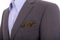 Thumbnail for Cesare Attolini Dark Green Geometric Motif Linen Pocket Square Handmade In Italy - The Suit Depot