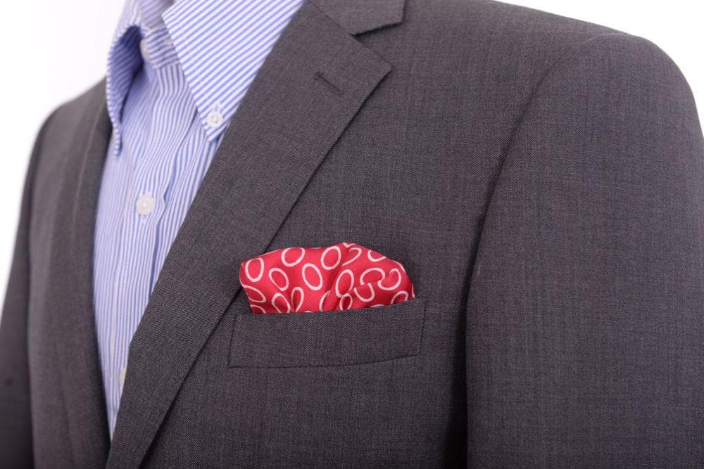 Cesare Attolini Pocket Squares Cesare Attolini Dark Pink Oval Motif Silk Pocket Square Handmade In Italy