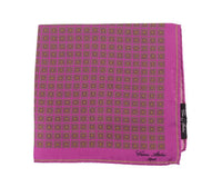 Thumbnail for Cesare Attolini Pocket Squares Cesare Attolini Fuchsia Square Motif Silk Pocket Square Handmade In Italy