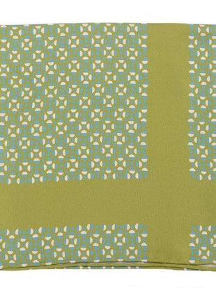 Cesare Attolini Pocket Squares Cesare Attolini Green Geometric Motif Silk Pocket Square Handmade In Italy