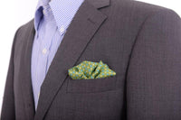 Thumbnail for Cesare Attolini Pocket Squares Cesare Attolini Green Houndstooth Motif Silk Pocket Square Handmade In Italy