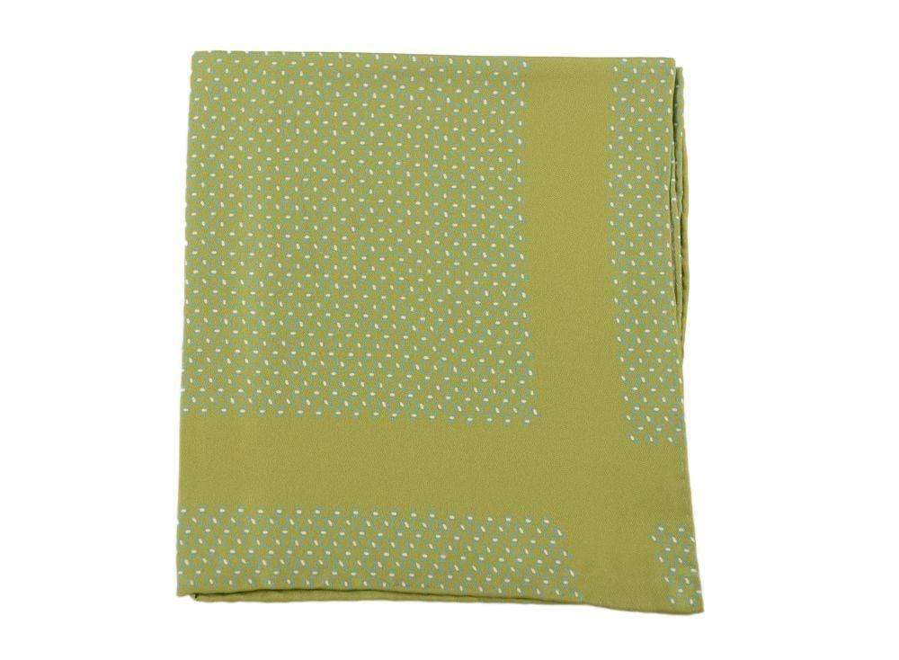 Cesare Attolini Pocket Squares Cesare Attolini Green Oval Motif Silk Pocket Square Handmade In Italy