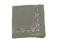 Thumbnail for Cesare Attolini Pocket Squares Cesare Attolini Green Paisley Motif Pocket Square Handmade In Italy