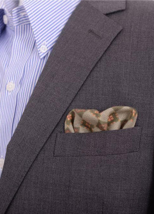 Cesare Attolini Pocket Squares Cesare Attolini Green & Red Paisley Motif Wool Pocket Square Handmade In Italy
